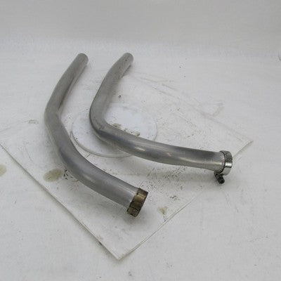 Pair of Vtg Chrome Staggered Dual Exhaust Header Pipes Harley Ironhead
