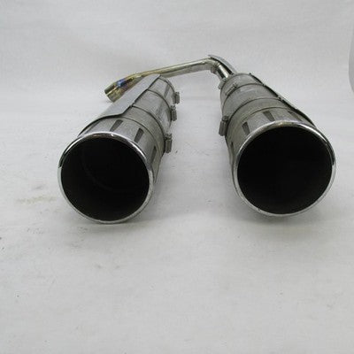 Pair of Harley Chrome Mufflers w/ Crossover Pipe+Tips/Sheilds 64900112