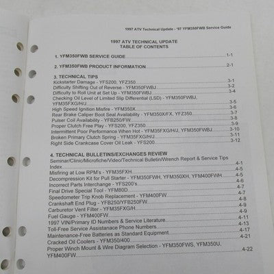Yamaha 1997 ATV Technical Update LIT175000097