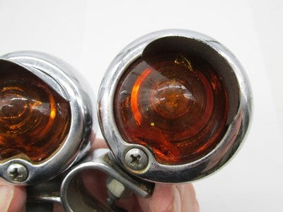 Pair of Harley Davids Yankee Guide Bullet Amber Turn Signals with Viso