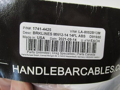 LA Choppers NOS LA-8052B13M Braided Brake Lines Kit, Midnight 1741-442