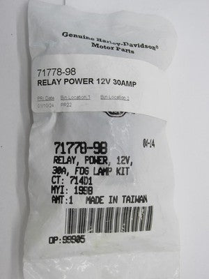 Harley Davidson Genuine NOS 30A 12V Fog Lamp Relay Kit 71778-98