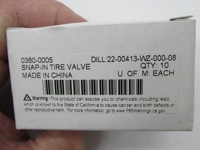 Pack of 10 Dill Air Controls NOS TR413WZ Snap-In Valve Stem STD 0360-0