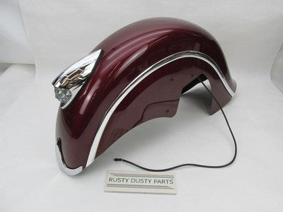 Indian Genuine OEM Front Fender Maroon Chrome Headlamp & Tips Accent 1