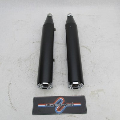 Pair of Harley Davidson OEM Stock FXBBS Mufflers Blk M8 Softail 18-23