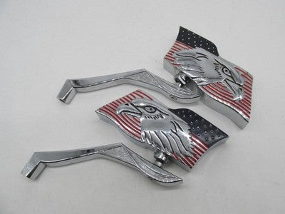 Pair of American Eagle Flag Motorcycle Harley Davidson Chopper Side Mi