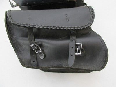 Pair of Auburn Black Leather Lockable Harley Davidson Saddlebags with