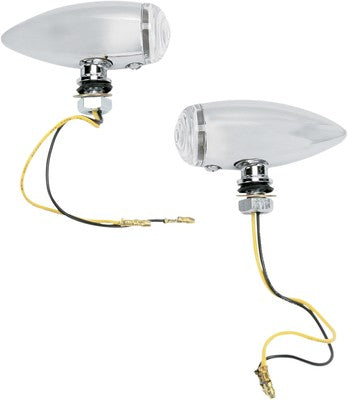 Drag Specialties Chrome Marker Lights Smooth - Clear lens - Amber LED