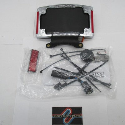 Harley-Davidson OEM NOS Curved License Plate Frame Chrome w/ LED Light