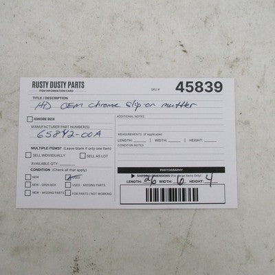 Harley Davidson OEM Chrome Single Stock Exhaust Slip On Muffler 65842-