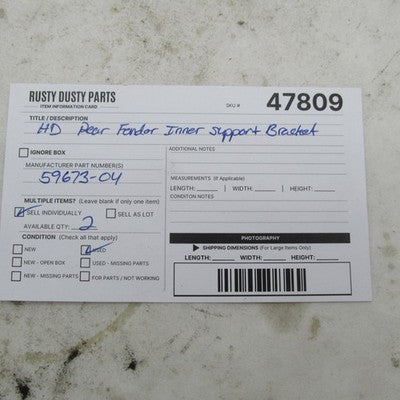 Harley Davidson OEM Rear Fender Inner Support Bracket Sportster 59673-
