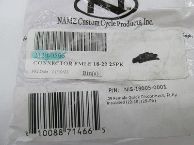 Lot of 23 Namz NOS .25" Female Quick Disconnect 22-18 Guage Wire 2120-
