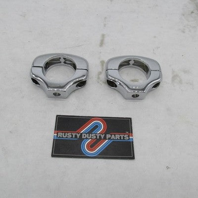 Set of 2 Harley OEM Chrome Turn Signal Windshield Mounting Clamps 5806