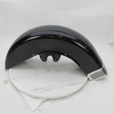 Harley Genuine Vivid Black Front Fender w/ Chrome/ Silver Tip FLHRCI 5