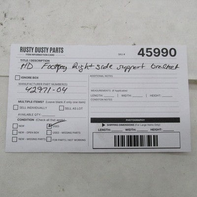 Harley OEM Right Side 04-Up Sportster Mid-Control Footpeg Mount Black