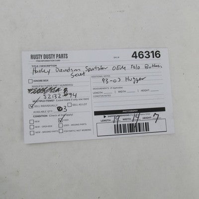 Harley Davidson OEM Saddle Black 883 Hugger Solo Button Seat 1993-2003