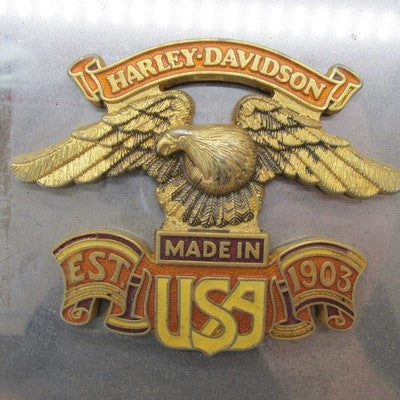 Vtg Harley Davidson OEM Chrome Battery Cover Gold Eagle Emblem Dyna XL