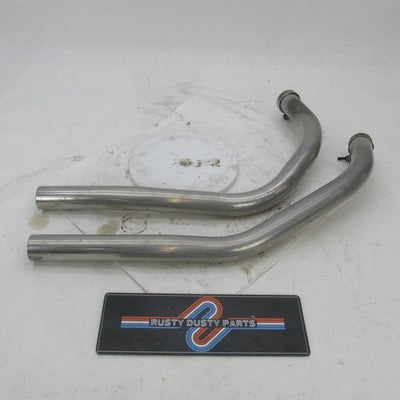 Pair of Vtg Chrome Staggered Dual Exhaust Header Pipes Harley Ironhead