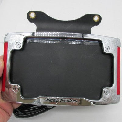 Harley-Davidson OEM NOS Curved License Plate Frame Chrome w/ LED Light
