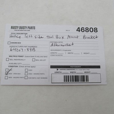 Harley Davidson Aftermarket NOS Left Side Tool Box Mount Bracket 84-99
