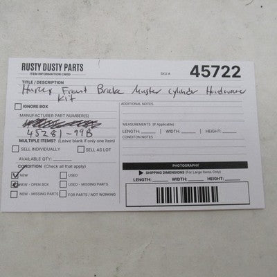 Harley Davidson OEM NOS Front Brake Master Cylinder Hardware Kit 45281