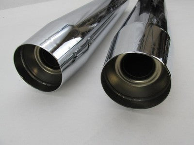 Pair of Harley Genuine Stock Tri Glide Chrome Exhaust Mufflers 6490024