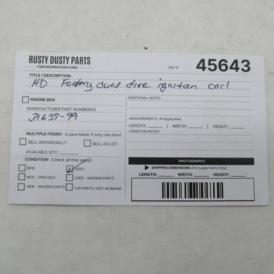 Harley Davidson OEM 99-01 Touring Ignition Coil 31639-99