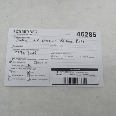 Harley Davidson OEM 08-17 Dyna Softail Air Cleaner Backing Plate 29347