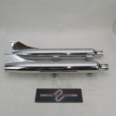 Pair of Harley Davidson OEM Fishtail Exhaust Mufflers FLSTS 65655-00 &
