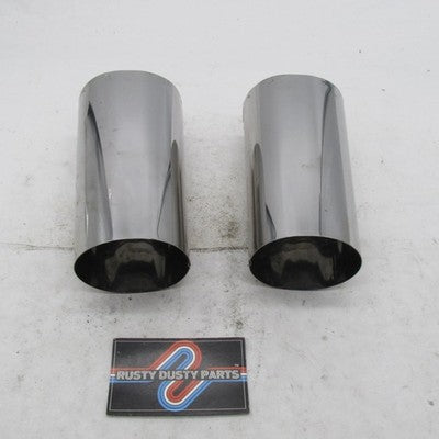 Pair of Harley Davidson OEM Chrome Cow Bells Upper Fork Slider Covers