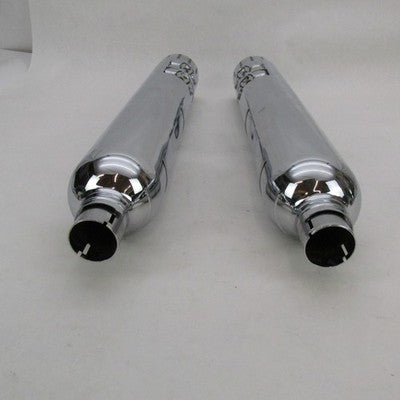 Pair of Harley CVO Touring Chrome Mufflers w/ Tips & Shields 64900111