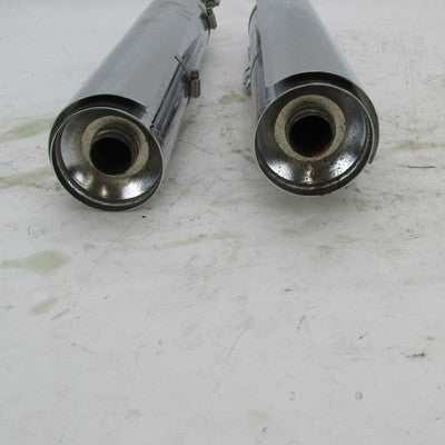 Pair of Harley OEM Stock Softail Street Bob Chrome Mufflers w/ Shields