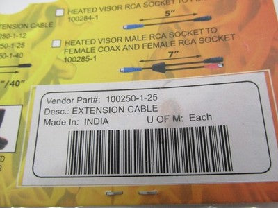 Gears Canada Motorcycle Heated Clothing 25" Extension Cable 100250-1-2