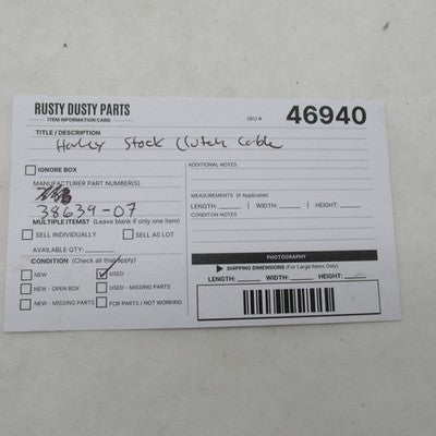 Harley Davidson OEM Stock Clutch Cable 38639-07