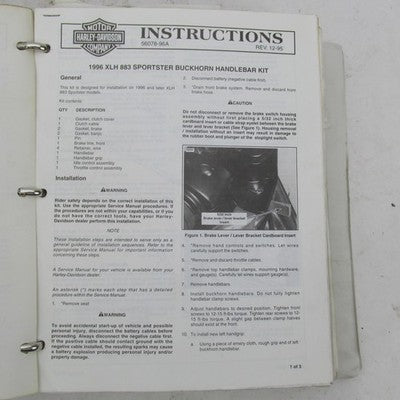 Harley Davidson Genuine Late 1980-90s Accessory Installation Instructi
