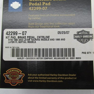 Harley-Davidson OEM NOS Touring Softail Centerline Brake Pedal Pad 422