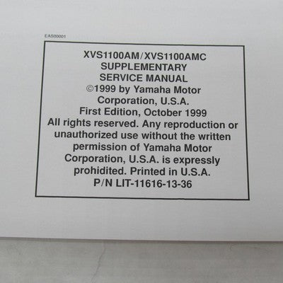 Yamaha XVS1100AM XVS1100AMC Supplementary Service Manual LIT-11616-13-