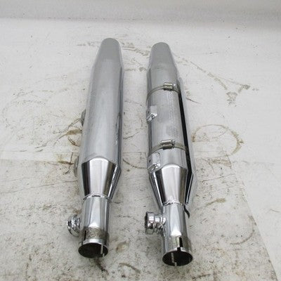 Pair of Harley OEM Softail Fat Boy Deuce Mufflers w/ Shields 65890-00