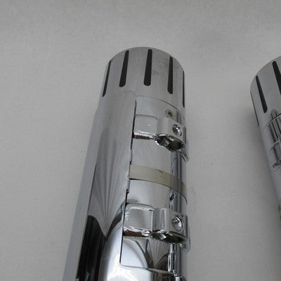 Pair of Harley CVO Touring Chrome Mufflers w/ Tips & Shields 64900111