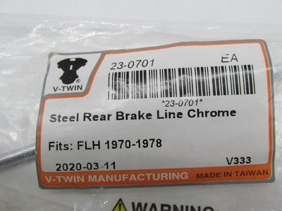 V-Twin NOS Harley 70-78 FLH Steel Rear Brake Line Chrome 23-0701