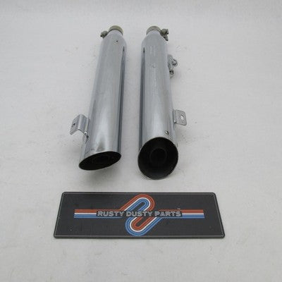 Pair Harley OEM Stock Chrome Front Lower Mufflers 08-17 Dyna 64987-08A