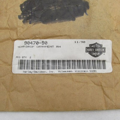 Harley OEM NOS Heritage Softail Right Saddlebag Teardrop Ornament 9047