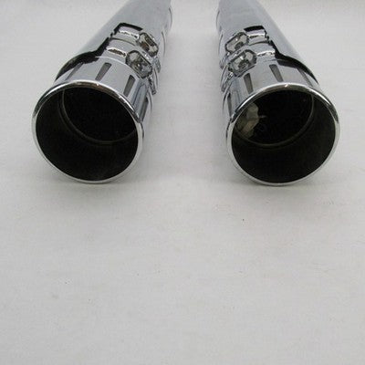 Pair of Harley CVO Touring Chrome Mufflers w/ Tips & Shields 64900111