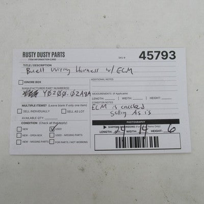 Buell Genuine Main Engine Wiring Harness Loom Wires Assy. Y0200.02A8A