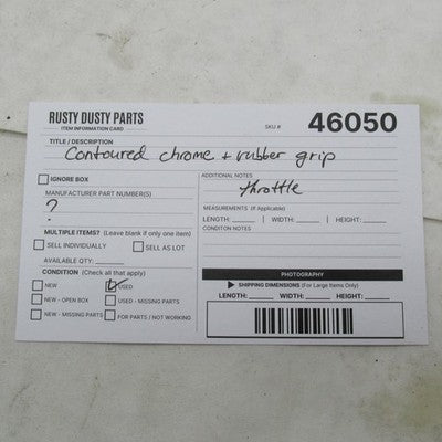Single (1) Motorcycle Black Throttle Grip with Chrome Bands