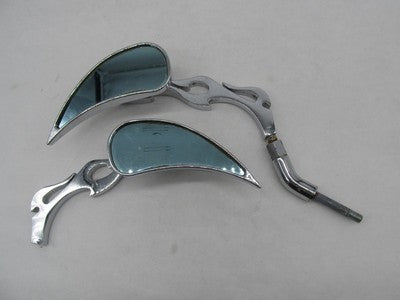 Pair of Harley-Davidson Chrome Flame Teardrop Side Mirrors