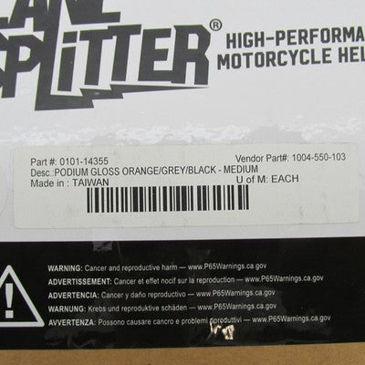 Biltwell NIB Lane Splitter MEDIUM Podium ORG/GRY/BLK 1004-550-103 | 01