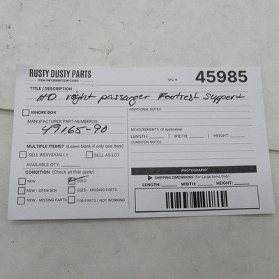 Harley Davidson OEM Chrome Right Passenger Footrest Support DYNA FXDWG