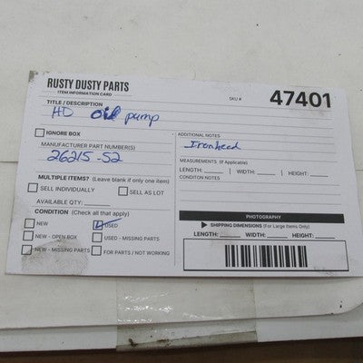 Harley OEM 72-76 Ironhead Sportster XLH XLCH Oil Pump Body & Internals