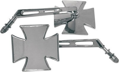 Emgo Maltese Cross Die-Cast Mirror with Chrome Split Stem Left 20-3486